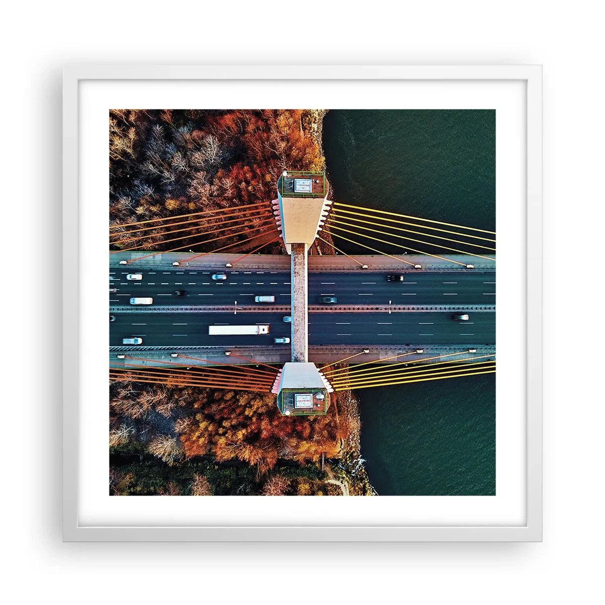 Poster in cornice bianca - Oltre il fiume, oltre il bosco - 50x50 cm