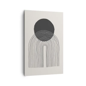 Quadro su tela - Stampe su Tela - Motivo astratto con linee e un cerchio nero su uno sfondo chiaro - 80x120cm - Tremore e fiducia - Decorazione murale moderna per soggiorno e camera da letto ARTTOR