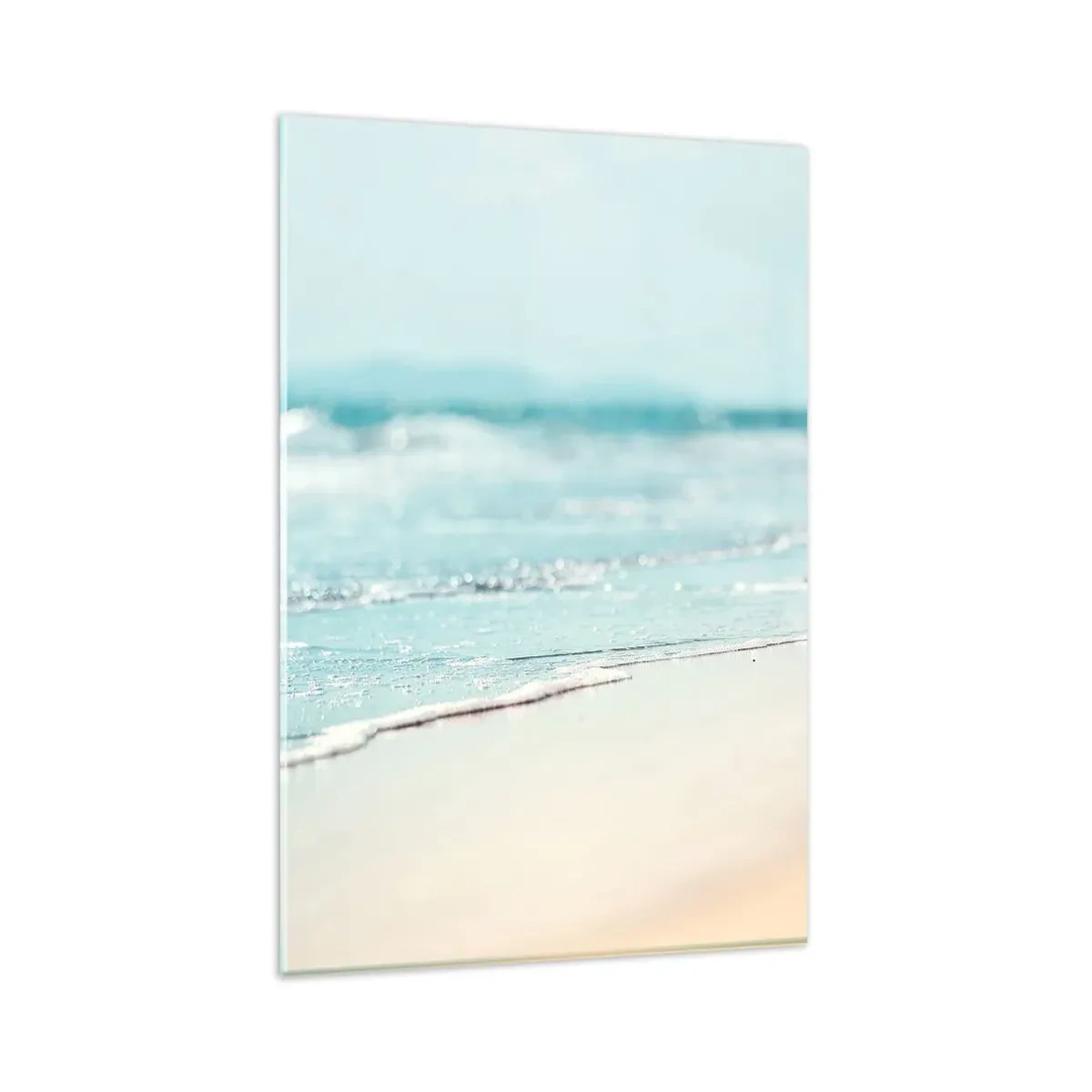 Quadro su vetro - Dolci onde dell'oceano su una spiaggia sabbiosa - 80x120cm - Calore e rumore - Decorazione murale moderna per soggiorno e camera da letto ARTTOR