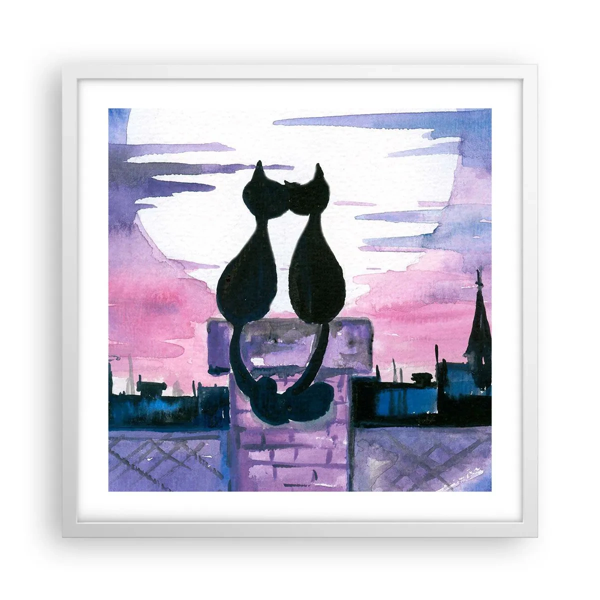 Poster in cornice bianca - Appuntamento sotto la luna - 50x50 cm