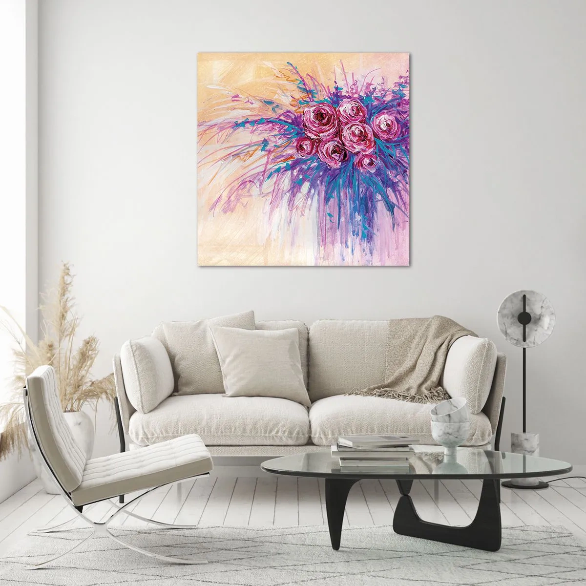 Quadro su vetro - Fontana rosa - 40x40 cm