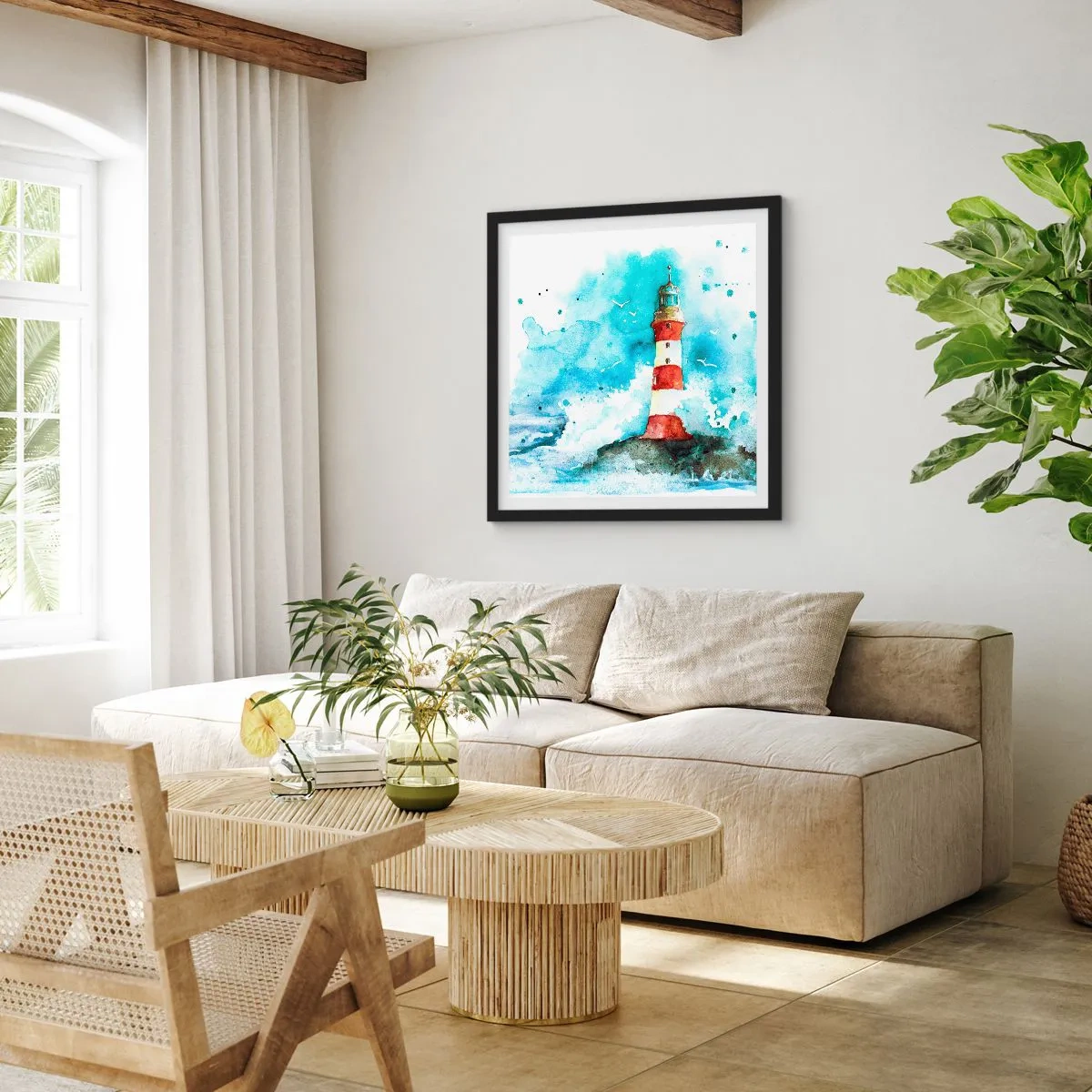 Poster in cornice nera - L'unità dei quattro elementi - 50x50 cm