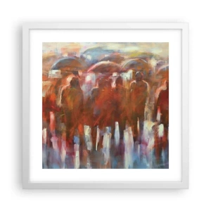 Poster in cornice bianca - Uguali nella pioggia e nella nebbia - 40x40 cm