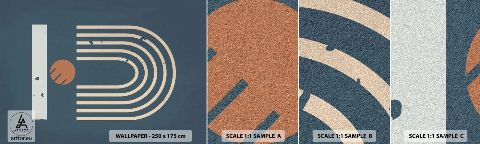 Campione di Fotomurale Adesivo Deluxe Sticker - Geometria in blu - Astrazione, Pezzo, Grafica - 100x30 cm