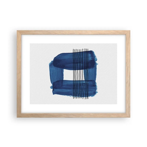 Poster in cornice rovere chiaro - Composizione blu e nera - 40x30 cm