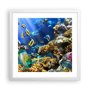 Poster in cornice bianca - Traffico intenso sulla via delle vacanze - 40x40 cm