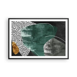 Poster in cornice nera - Astrazione colorata con petalo d'oro - 91x61 cm