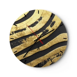 Orologio da parete - Orologio in Vetro - Motivo astratto in oro e nero - 30x30cm - Tutto scorre - Decorazione murale moderna per soggiorno, cucina e camera da letto ARTTOR