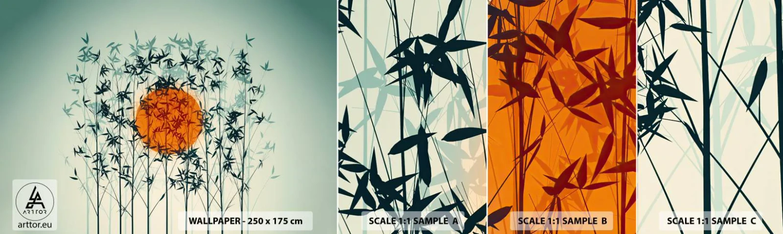 Campione Di Fotomurale Standard Eco - Sole giapponese - Astrazione, Grafica, Esotismo - 100x30 cm