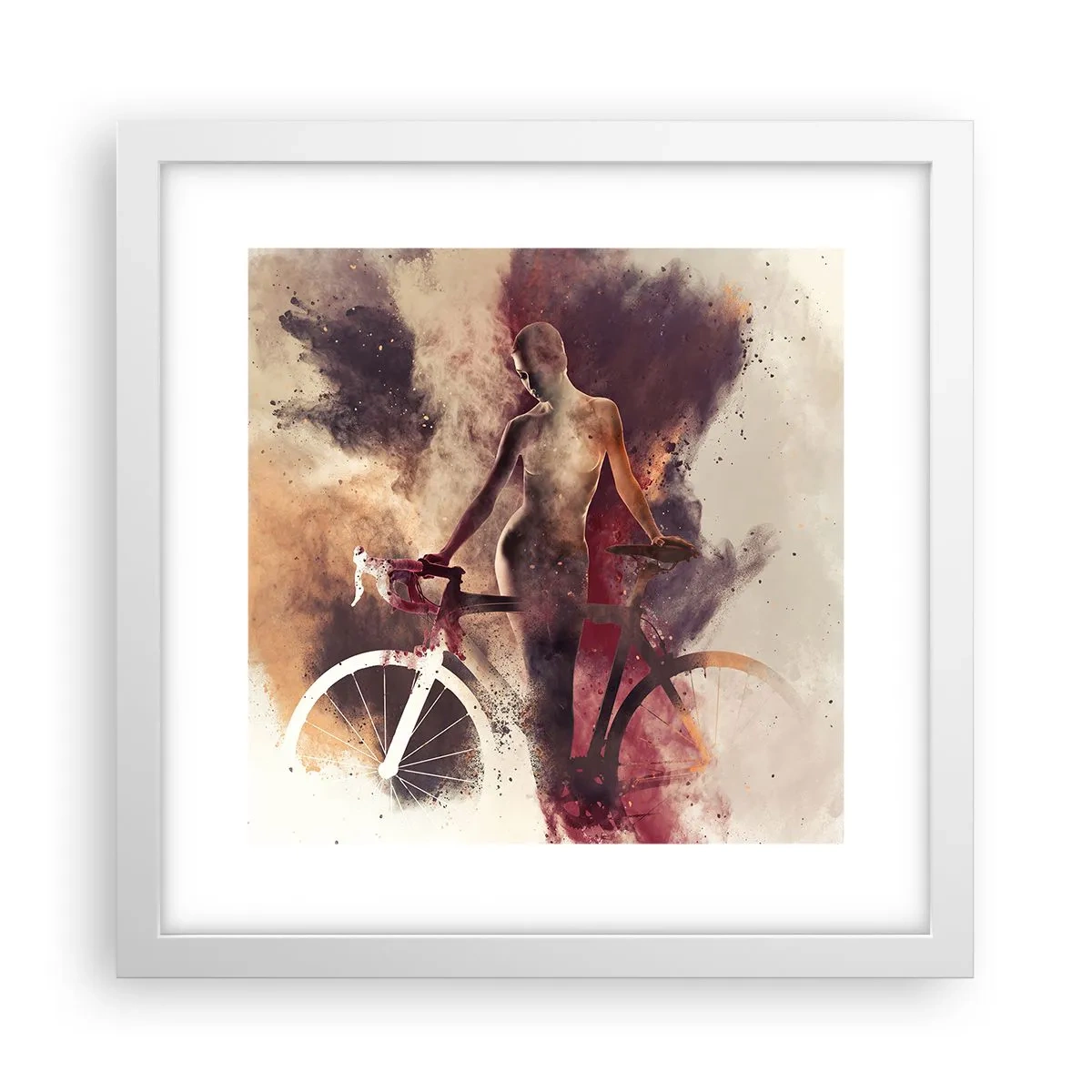 Poster in cornice bianca - Nelle forme di marmo un'anima da ciclista - 30x30 cm