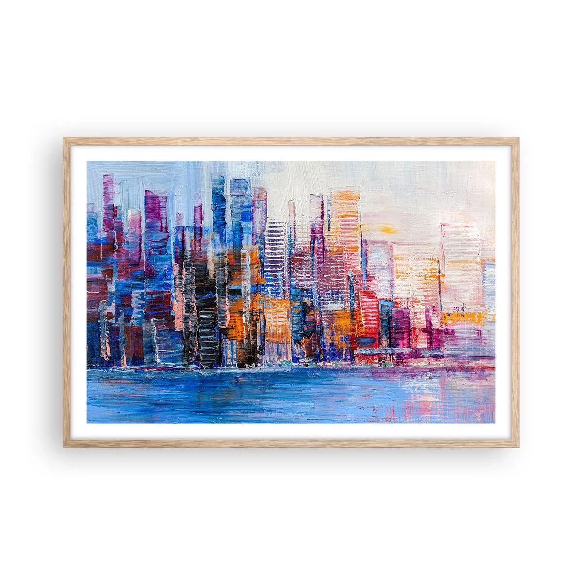 Poster in cornice rovere chiaro - Metropoli gioiosa - 91x61 cm