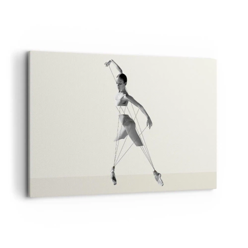 Quadro su tela - Stampe su Tela - Ballerina in un'interpretazione geometrica con linee - 120x80cm - Nel teatro del mondo - Decorazione murale moderna per soggiorno e camera da letto ARTTOR