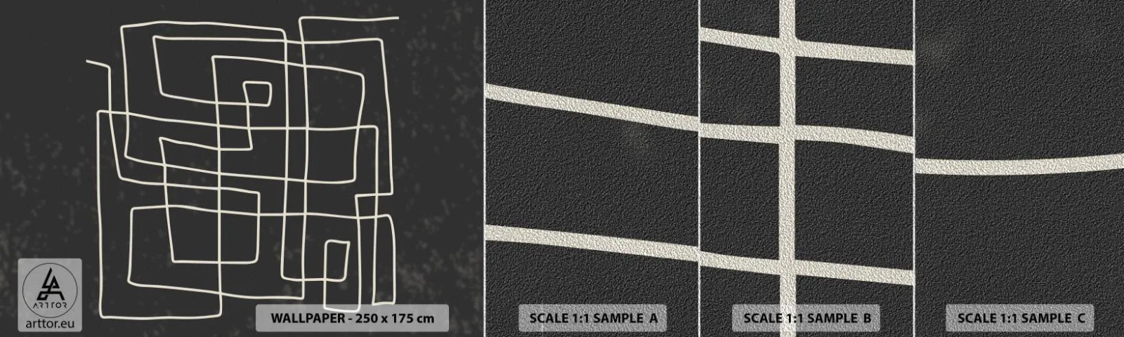 Campione di Fotomurale Premium Sand - Non è così semplice - Astrazione, Pezzo, Bianco e nero - 100x30 cm