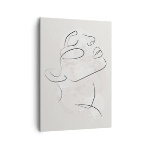 Quadro su tela - Stampe su Tela - Uno schizzo minimalista di un volto su uno sfondo chiaro - 50x70cm - Profilo di sogno - Decorazione murale moderna per soggiorno e camera da letto ARTTOR
