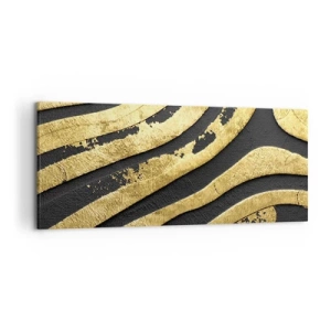 Quadro su tela - Stampe su Tela - Onde astratte dorate su sfondo nero - 120x50cm - Tutto scorre - Decorazione murale moderna per soggiorno e camera da letto ARTTOR