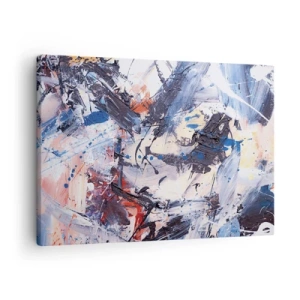 Quadro su tela - Stampe su Tela - Astrazione con pennellate dinamiche in blu e rosso. - 70x50cm - La danza folle dell'astrazione - Decorazione murale moderna per soggiorno e camera da letto ARTTOR