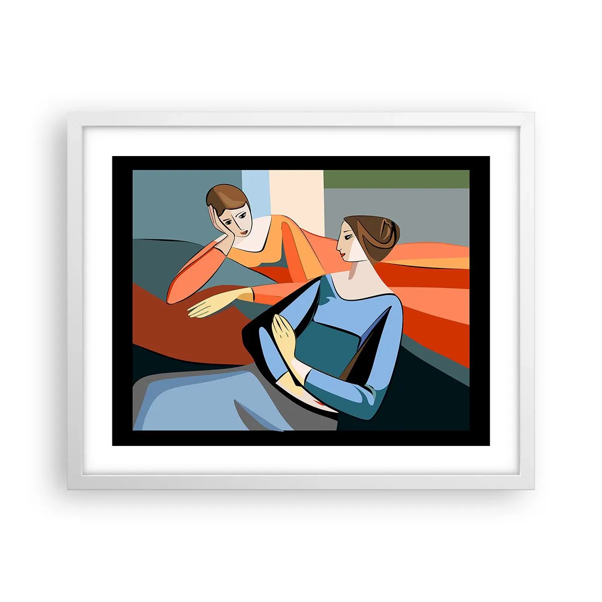 Poster in cornice bianca - Il momento delle confidenze - 50x40 cm
