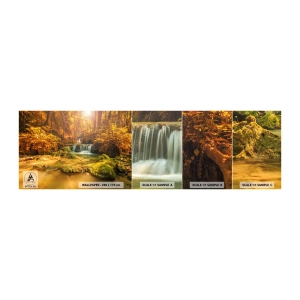 Campione Di Fotomurale Standard Eco - Cascata boschiva in oro - Paesaggio, Cascata, Tailandia - 100x30 cm