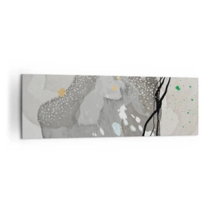 Quadro su tela - Stampe su Tela - Forme organiche in tonalità di grigio con accenti di nero e oro - 160x50cm - Composizione organica - Decorazione murale moderna per soggiorno e camera da letto ARTTOR
