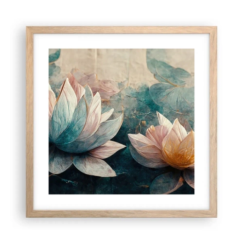 Poster in cornice rovere chiaro - Le stelle del lago - 40x40 cm