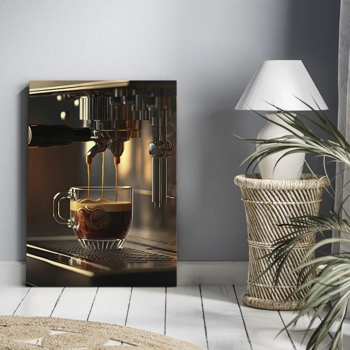 Quadro su tela - Stampe su Tela - Macchina da caffè con una tazza di espresso aromatico - 50x70cm - Miscela sensuale - Decorazione murale moderna per soggiorno e camera da letto ARTTOR