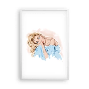 Poster in cornice bianca - Sognante nel blu - 61x91 cm