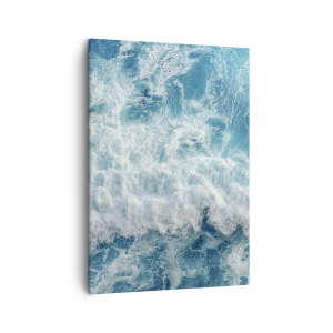 Quadro su tela - Stampe su Tela - Onde oceaniche dinamiche nelle tonalità del blu - 50x70cm - Con gioia e saltellando - Decorazione murale moderna per soggiorno e camera da letto ARTTOR
