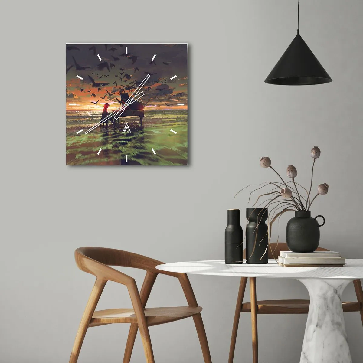 Orologio da parete - Orologio in Vetro - Concerto per pianoforte e onde - 40x40 cm