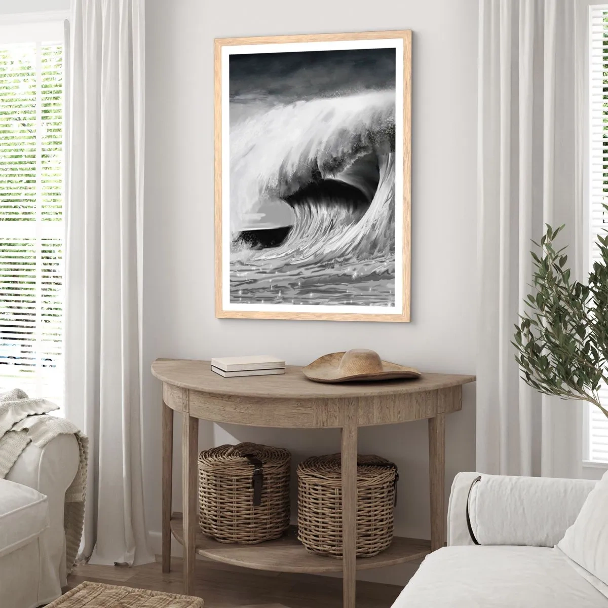 Poster in cornice rovere chiaro - La furia dell'oceano - 30x40 cm