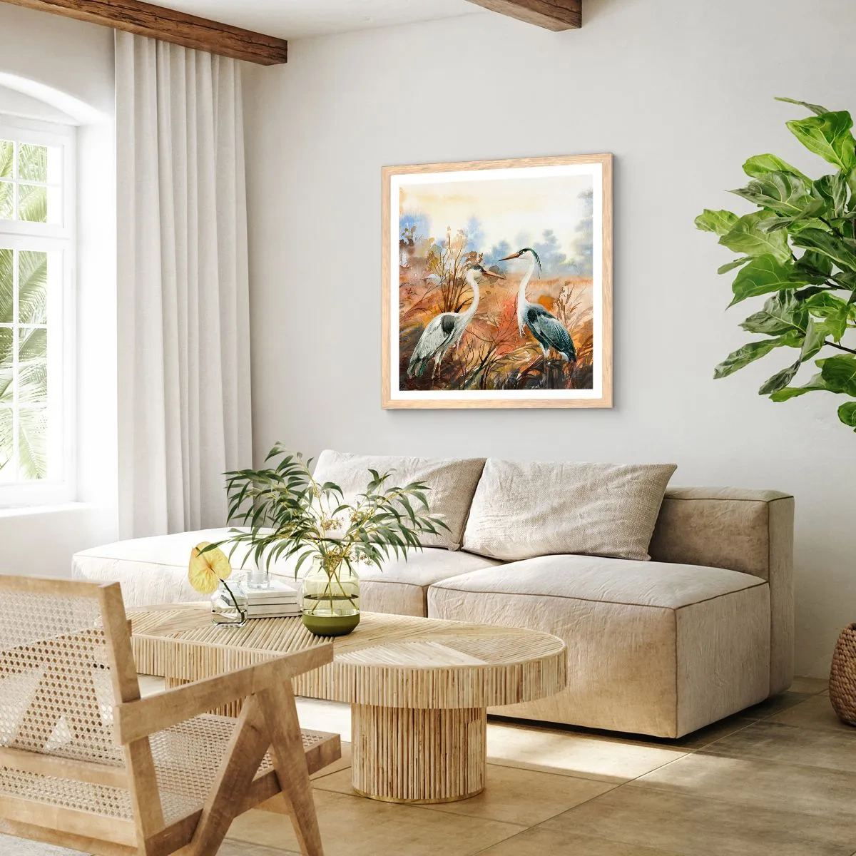 Poster in cornice rovere chiaro - Dove in autunno? - 30x30 cm