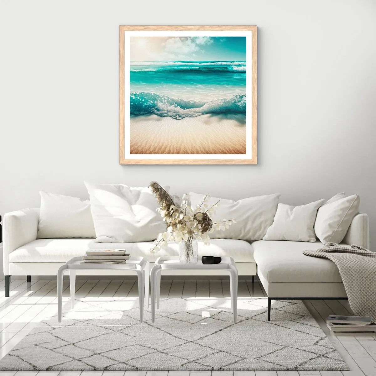 Poster in cornice rovere chiaro - La calma dell'oceano - 60x60 cm