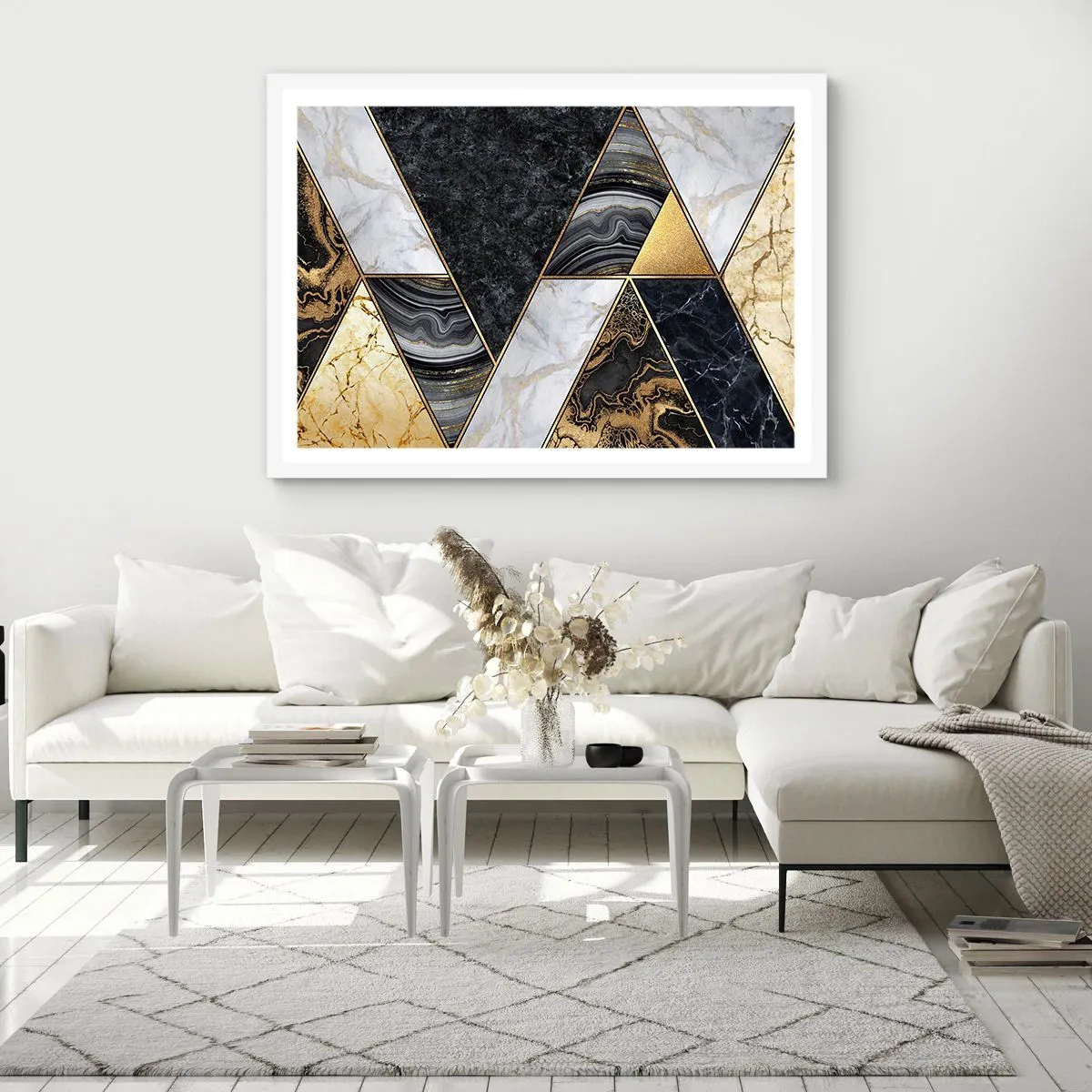 Poster in cornice bianca - Pietra su pietra - 100x70 cm