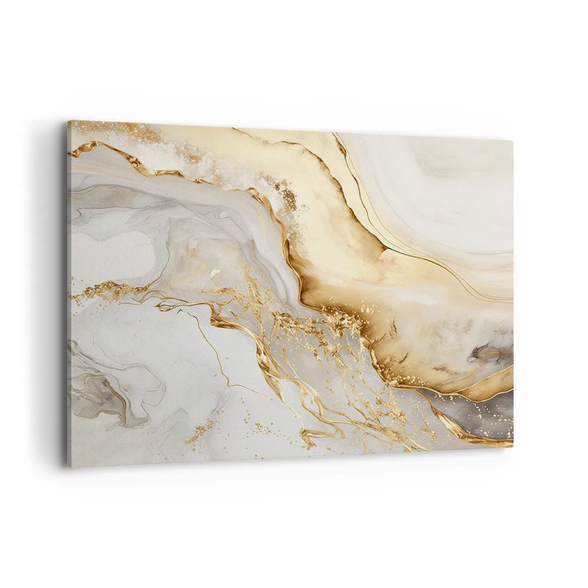Quadro su tela - Stampe su Tela - Motivi astratti in oro e marmo su uno sfondo chiaro - 120x80cm - Astrazione: bellezza e bontà - Decorazione murale moderna per soggiorno e camera da letto ARTTOR