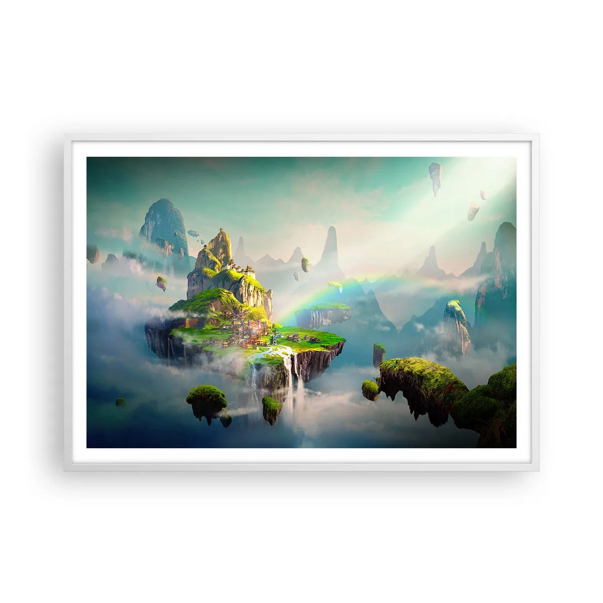 Poster in cornice bianca - In mezzo al cielo: isole fortunate - 100x70 cm