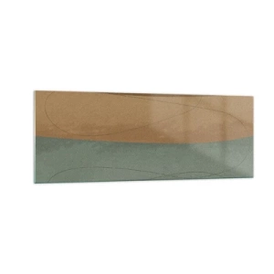 Quadro su vetro - Composizione astratta nei toni naturali della terra - 140x50cm - Composizione orizzontale - Decorazione murale moderna per soggiorno e camera da letto ARTTOR
