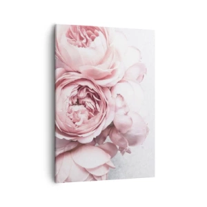 Quadro su tela - Stampe su Tela - Peonie rosa in luce soffusa su uno sfondo chiaro - 50x70cm - Per i romantici - Decorazione murale moderna per soggiorno e camera da letto ARTTOR