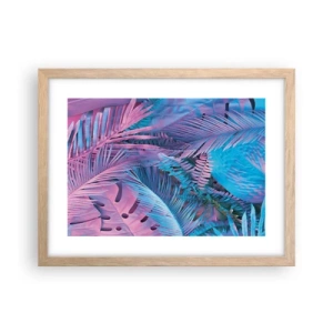 Poster in cornice rovere chiaro - Tropici in rosa e blu - 40x30 cm
