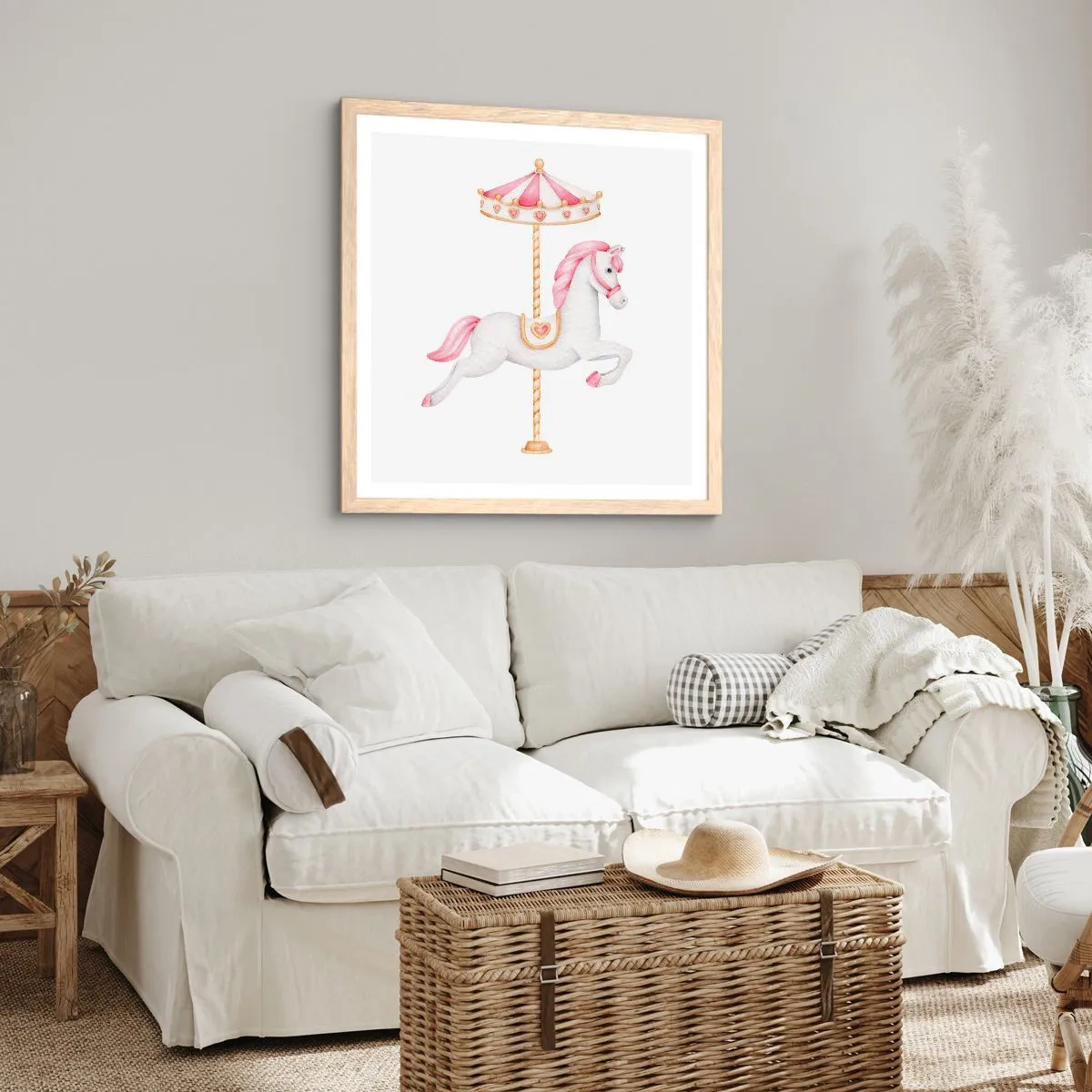 Poster in cornice rovere chiaro - Partito al galoppo. - 50x50 cm