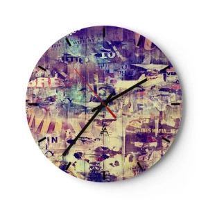 Orologio da parete - Orologio in Vetro - Quadrante dell'orologio con motivo artistico in stile collage - 30x30cm - E questo resterà - Decorazione murale moderna per soggiorno, cucina e camera da letto ARTTOR