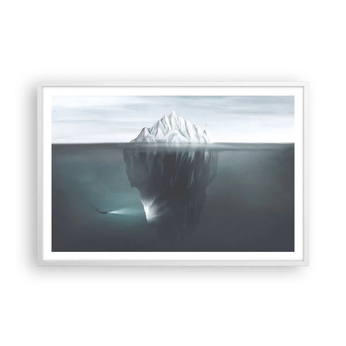 Poster in cornice bianca - Mistero sottomarino - 91x61 cm