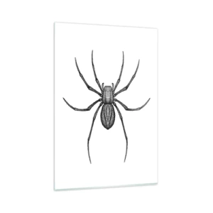 Quadro su vetro - Dettaglio di un ragno su sfondo bianco in stile cartone animato - 80x120cm - Precisione inquietante - Decorazione murale moderna per soggiorno e camera da letto ARTTOR