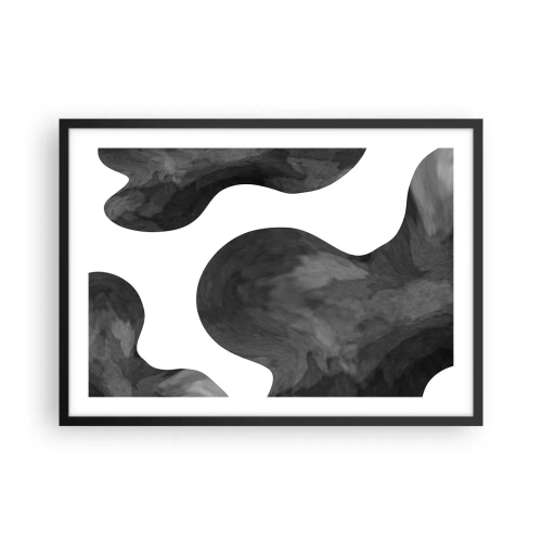 Poster in cornice nera - Motivo astratto nei toni del grigio e del bianco - 70x50cm - Via Lattea - Decorazione murale moderna per soggiorno e camera da letto ARTTOR