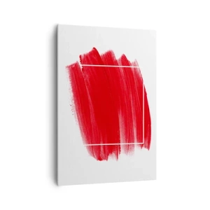 Quadro su tela - Stampe su Tela - Pennellata rossa con bordo bianco - 70x100cm - Fuori dagli schemi - Decorazione murale moderna per soggiorno e camera da letto ARTTOR