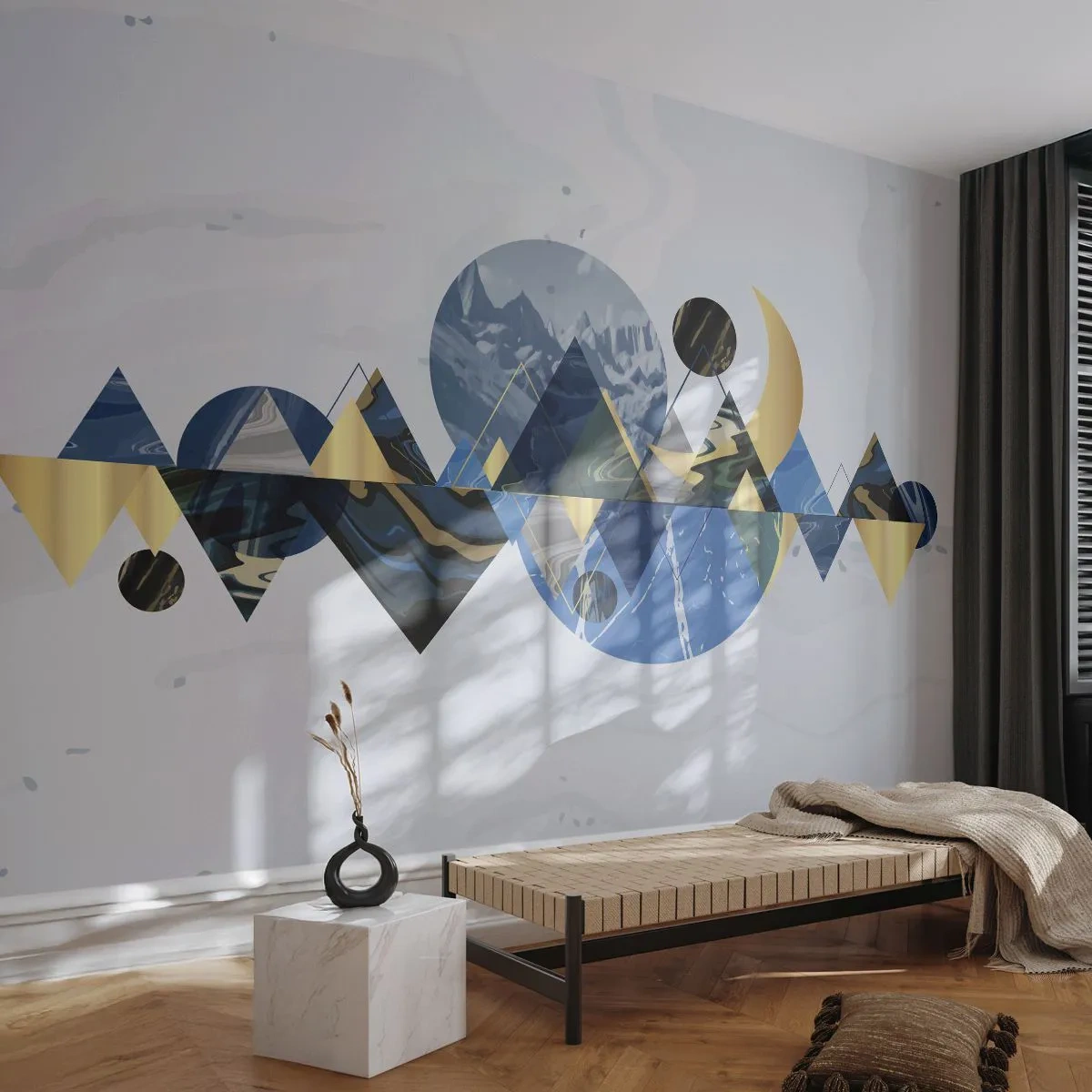 Fotomurali Premium Canvas - Paesaggio geometrico - Astrazione, Montagne, Pezzo - 300x210 cm