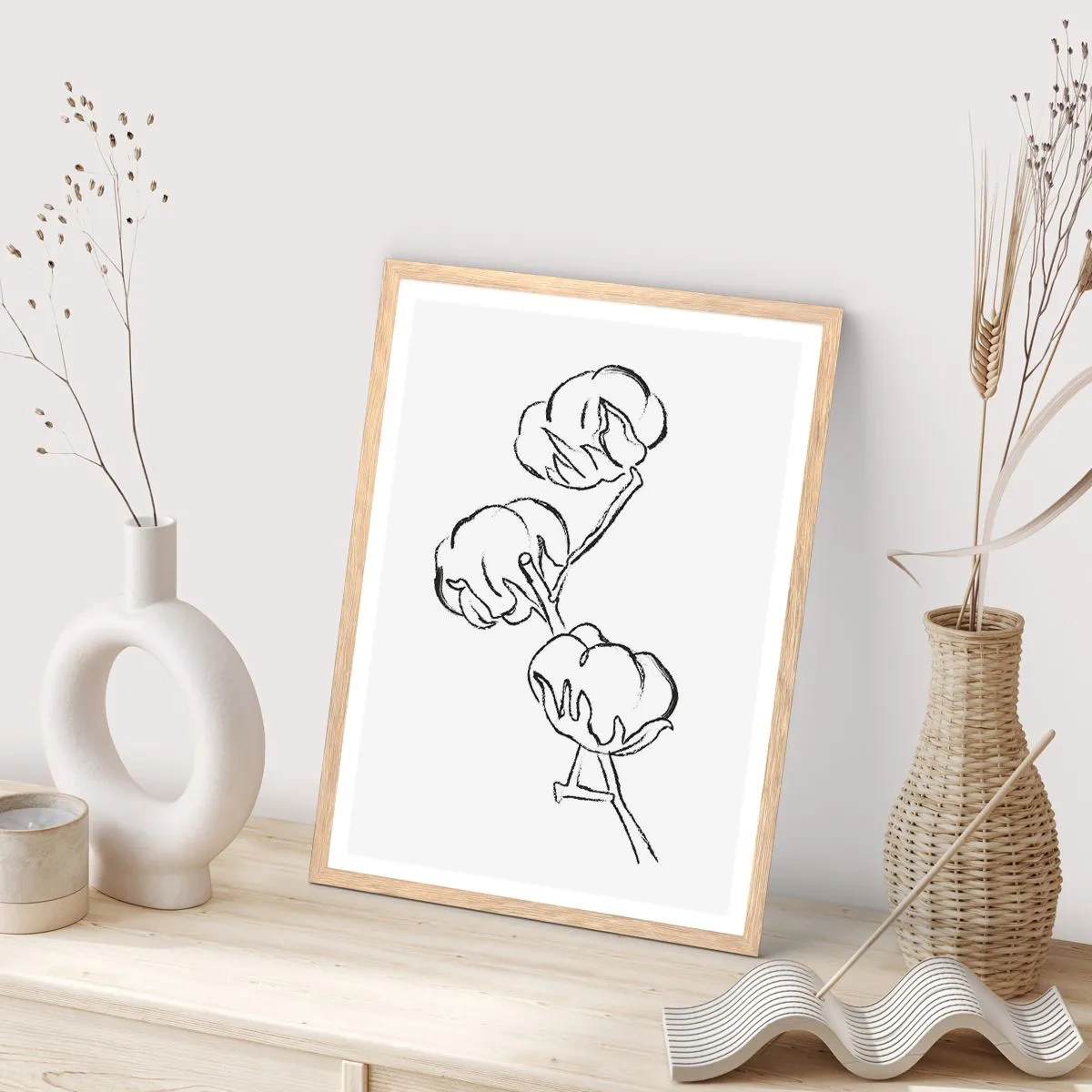 Poster in cornice rovere chiaro - Piumino di cotone - 70x100 cm