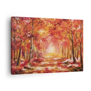 Quadro su tela - Stampe su Tela - Foresta autunnale nei toni del rame e dell'oro - 70x50cm - Foresta di rame - Decorazione murale moderna per soggiorno e camera da letto ARTTOR