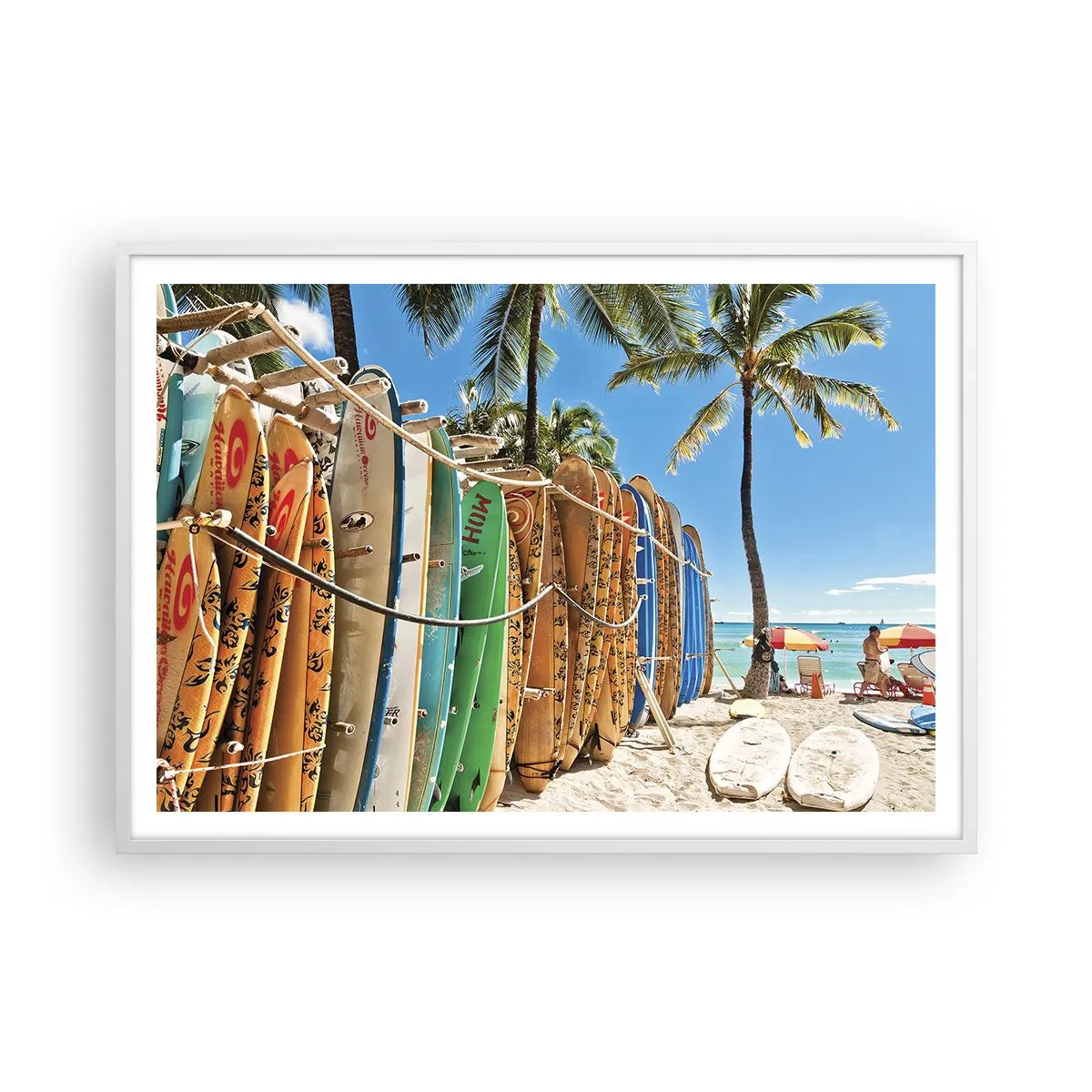 Poster in cornice bianca - Divertimento sotto il sole - 100x70 cm