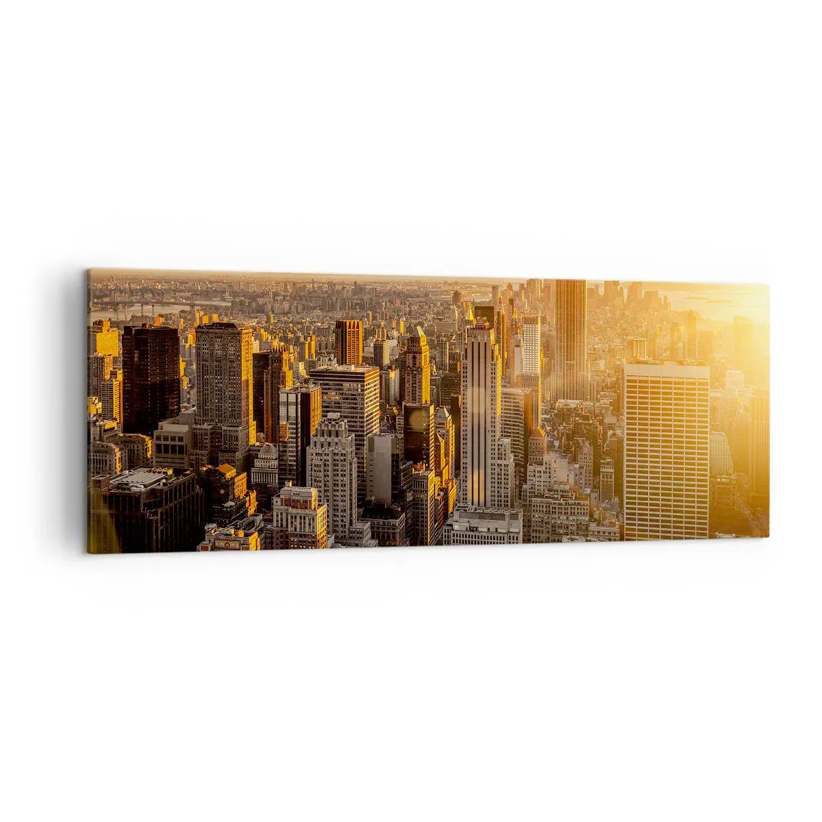 Quadro su tela - Stampe su Tela - Skyline di New York City al tramonto con vista sull'Empire State Building - 140x50cm - Crescere al sole - Decorazione murale moderna per soggiorno e camera da letto ARTTOR
