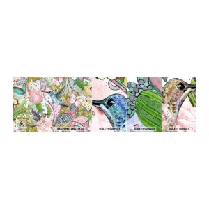 Campione Di Fotomurale Standard Eco - Intrecciate nei rami - Fiori, Uccello, Farfalla - 100x30 cm