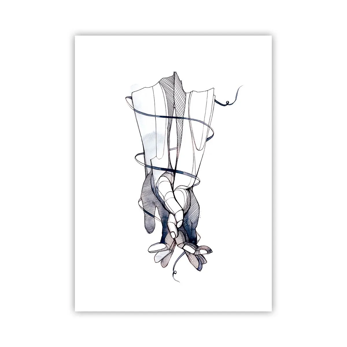 Poster - Mani artistiche con fiori e linee delicate - 50x70cm - Studio del tocco - Decorazione murale moderna per soggiorno e camera da letto ARTTOR